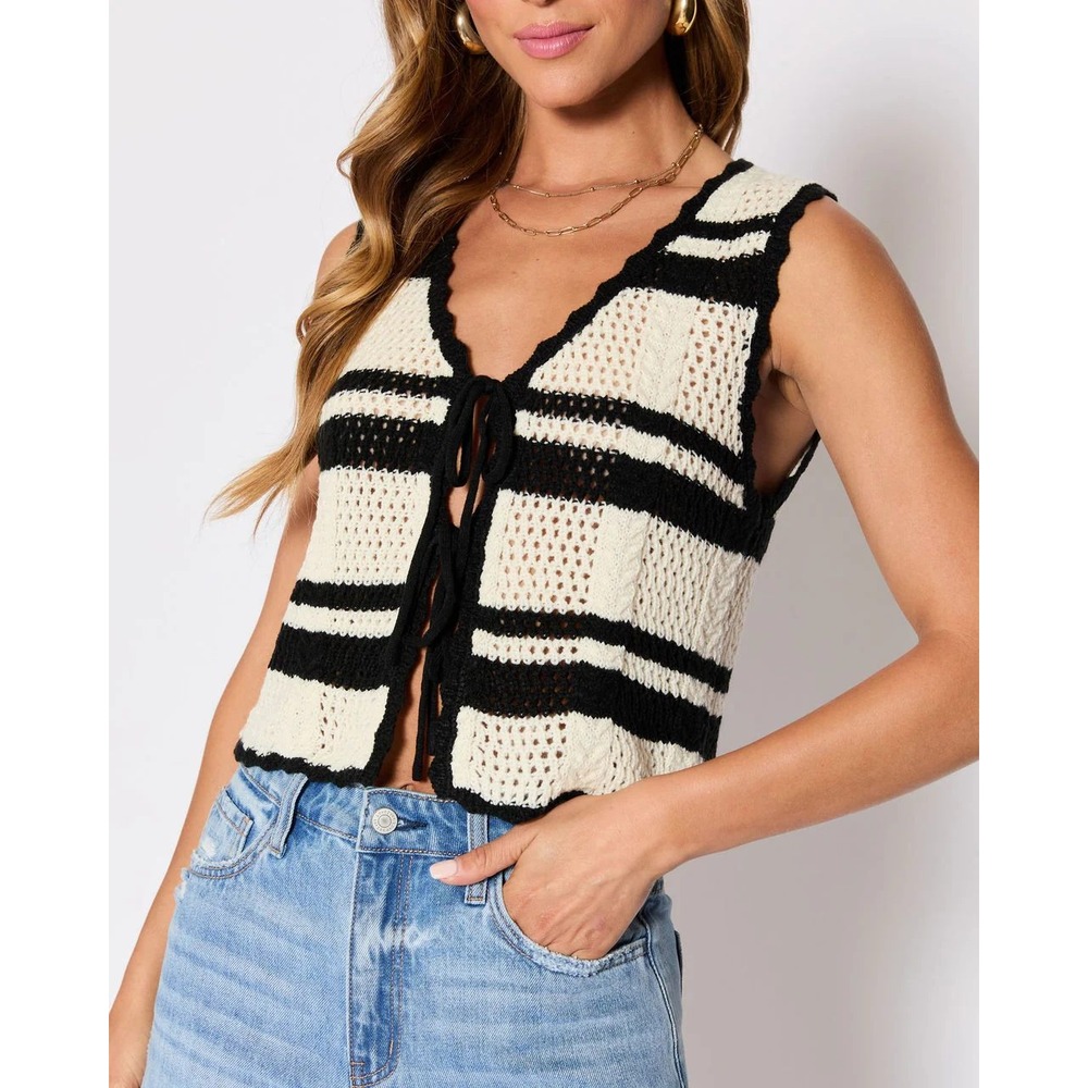 Meghan Knit‎ Sleeveless Sweater - Cream